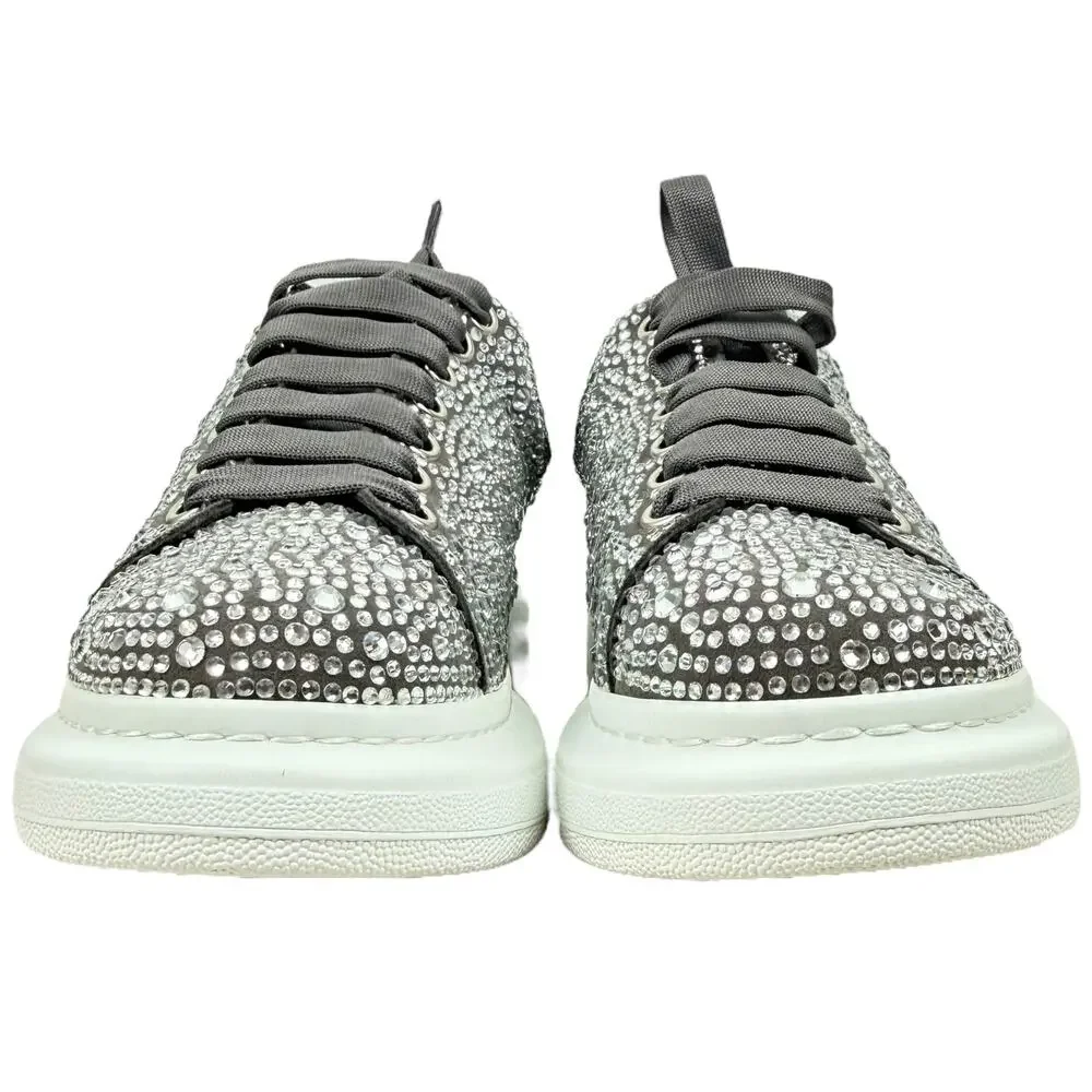 Alexander Mcqueen Crystal Embellished Oversized Sneakers Gray Size 37